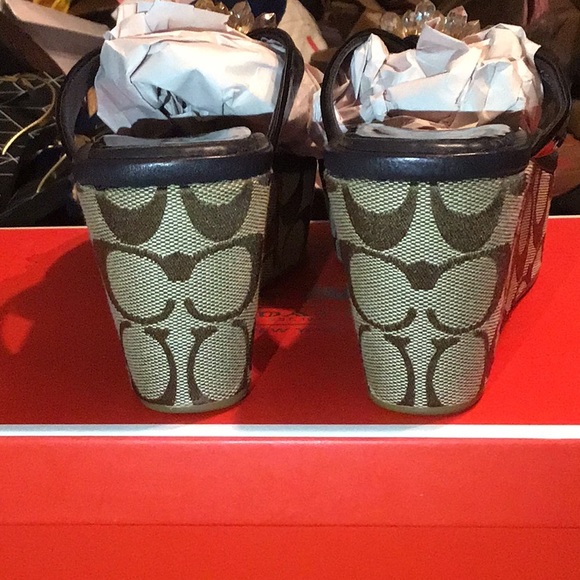 COACH NORICE SIGNATURE SANDAL WEDGES W/CRYSTALS - Picture 9 of 11